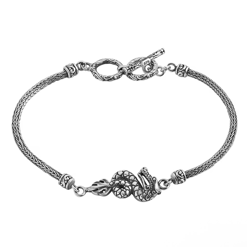 Bali Legacy Dragon Bracelet In Sterling Silver 6.5-8.0” 12.7 Grams New Giftboxed